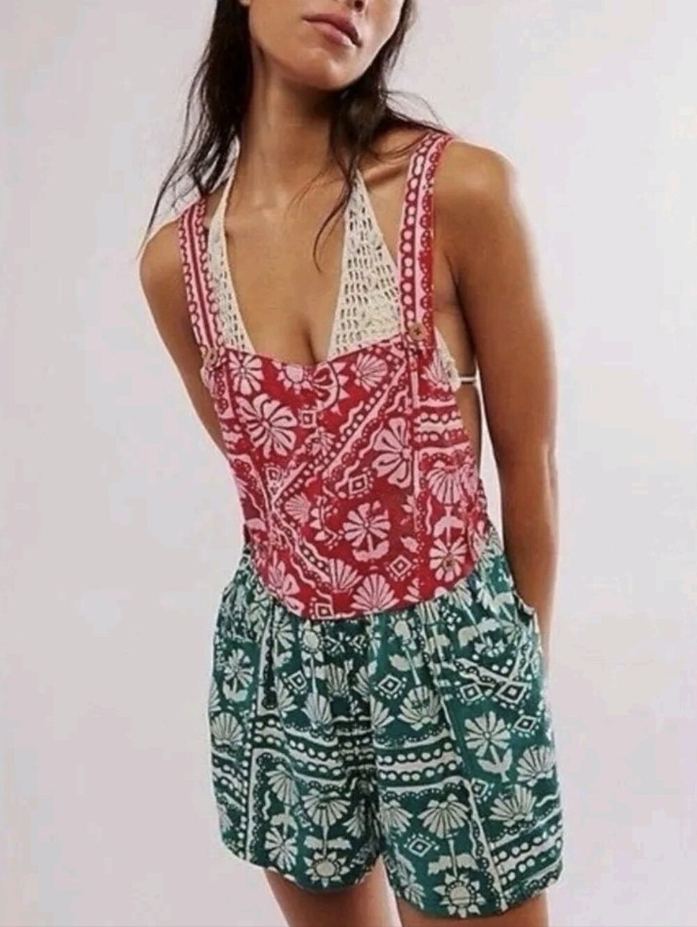 Free People Palm Bay Printed Shortalls